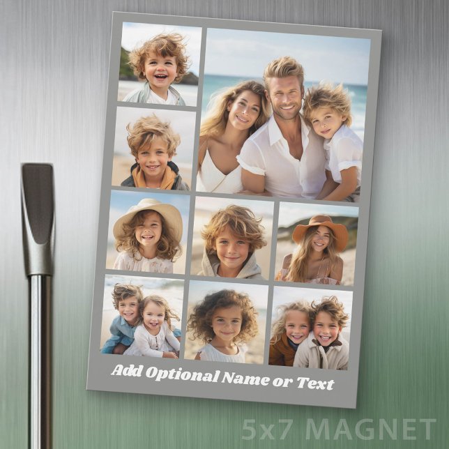 Convite 9 Colagem Quadrada de Fotos - ímã com texto branco (Photo Magnet - 5x7 size)
