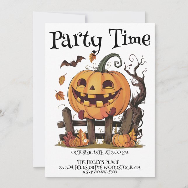 Convite à Abóbora Festiva do Halloween (Frente)