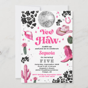Convite à Aniversário da Garota do Disco Rosa