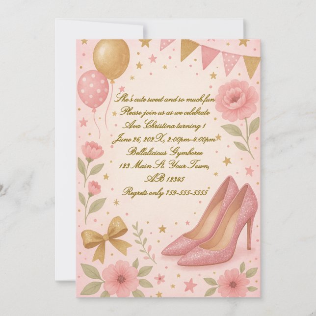 Convite à Aniversário da Princesa de Salto Alto (Frente)