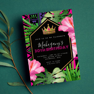 Convite à Aniversário da Rainha Africana Tropical