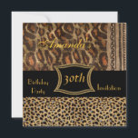 Convite à aniversário de 30 anos de Leopardo Anima<br><div class="desc">Convite à apresentação de convites à apresentação de aniversário de 30 anos de festas para impressão de Leopardo animal</div>