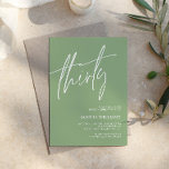 Convite à aniversário de 30 anos minimalista verde<br><div class="desc">*** Insira o H012 na pesquisa da loja para encontrar todos os itens correspondentes *** Ou visite nossa Coleção Minimalista Verde Sage. *** Este design de alta qualidade é fácil de personalizar para combinar as cores do casamento, estilos e temas. Para mais personalização, clique no link "Editar usando a Ferramenta...</div>