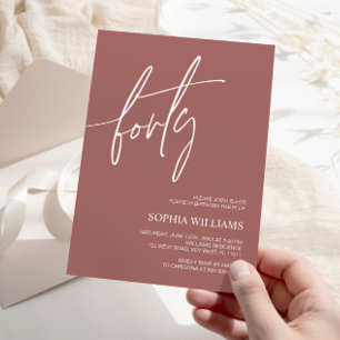 Convite à aniversário de 40 anos Minimalista Terra