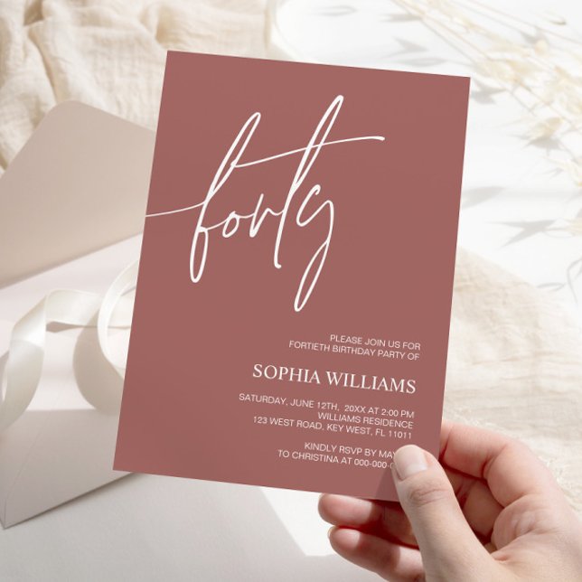 Convite à aniversário de 40 anos Minimalista Terra (Criador carregado)