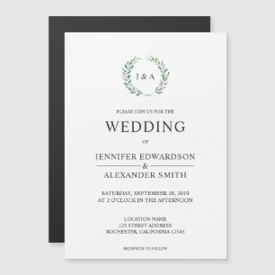 Convite A aquarela botânica deixa casamento monograma