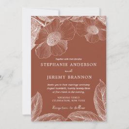 Convite à Arte de Linha Floral Laranja Queimada Te