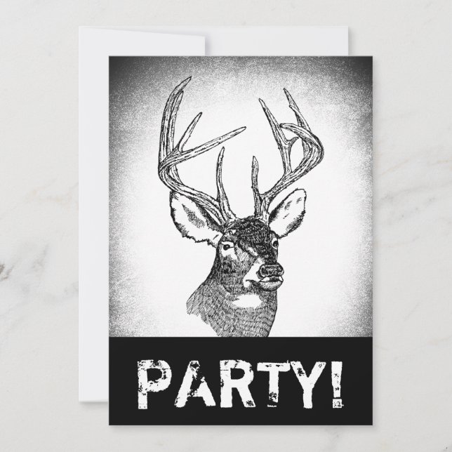 Convite à arte Vintage Deer Hunting (Frente)