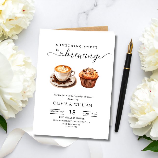 Convite A Baby Is Brewing Baby Shower Gender Neutral (Criador carregado)