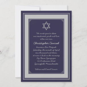 Convite à Bar Mitzvah, Cinza marinho Silver