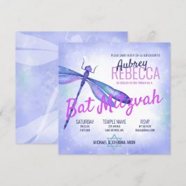 Convite à Bat Mitzvah de Dragonfly Azul Claro