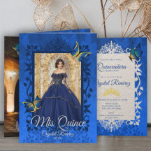 Convite à Borboleta de Quinceanera Dobrada Azul