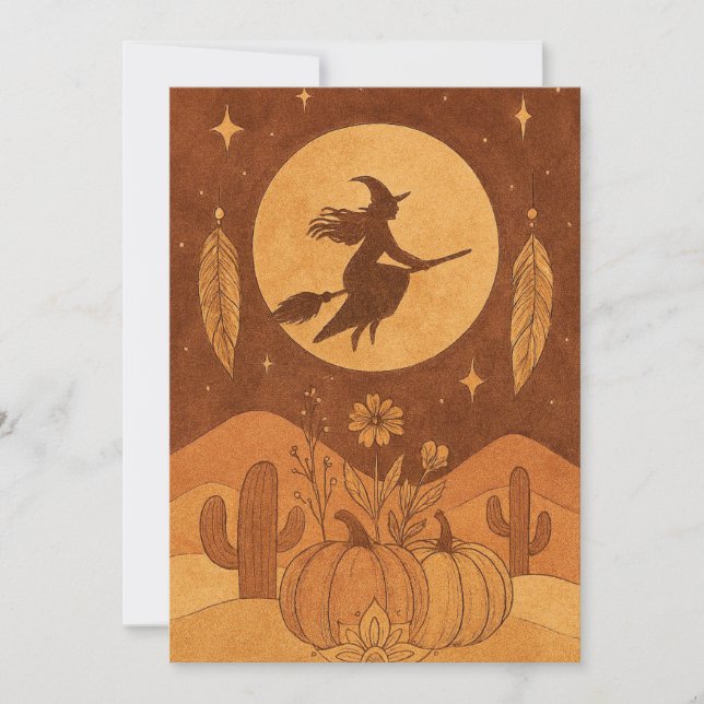 Convite à Bruxa de Halloween Boho (Frente)