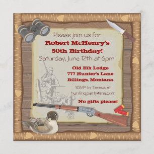 Convite à caça de patos com quadro de madeira