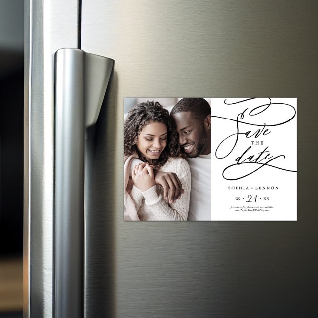 Convite A Caligrafia Romântica Florea Foto Salva a Data (Criador carregado)