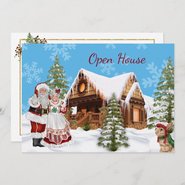 Convite à Casa Aberta de Natal com Papai Noel (Frente/Verso)