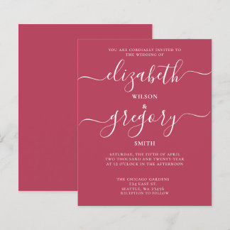 Convite à Casamento Magenta Moderno Simples de Orç
