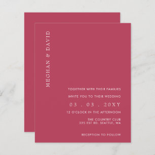 Convite à Casamento Magenta Moderno Simples de Orç