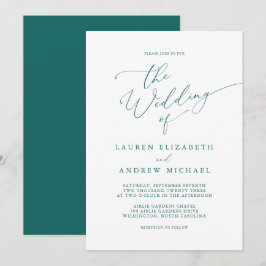Convite à Casamento Minimalista de Teal Verde Emer