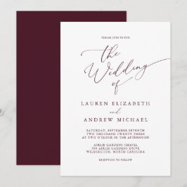 Convite à Casamento Minimalista Romântico Burgundy