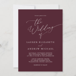 Convite à Casamento Minimalista Romântico Burgundy