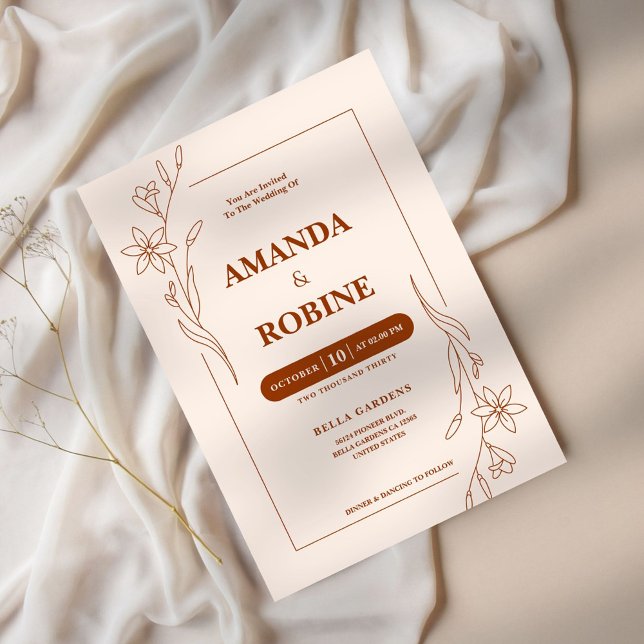 Convite à Casamento Minimalista Terracotta (Criador carregado)
