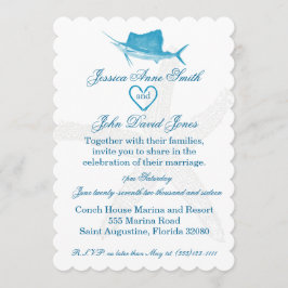 Convite à Celebração de Casamento de Peixes Marinh