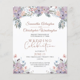 Convite à Celebração de Casamento Floral de Orçame