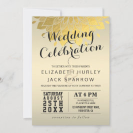 Convite à Celebração de Casamento Floral Dourado C