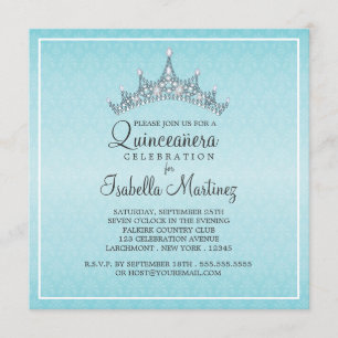 Convite à Celebração de Glam Tiara Quinceanera