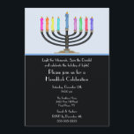 Convite à Celebração de Menorah Chanucá Preta<br><div class="desc">Comece sua festa de Feriado com nosso lindo Convite de festas de Celebração de Menorah Hanukkah azul. Certifique-se de que todos os seus amigos e familiares estejam lá para celebrar com você esta temporada de férias! Chanucá é uma época favorita do ano para a maioria, não se esqueça de estar...</div>
