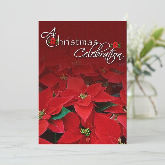 Convite à Celebração de Natal da Red Poinsettia (Em pé/Frente)