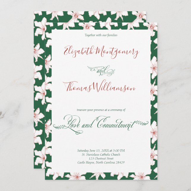 Convite à Cerimônia de Compromisso Floral Emerald  (Frente/Verso)