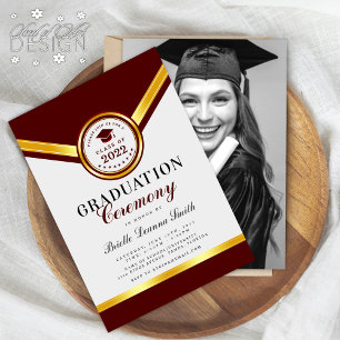 Convite à cerimônia de formatura Dourada Elegante