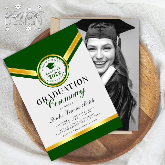 Convite à Cerimônia de Licenciação Dourada Elegant (Criador carregado)