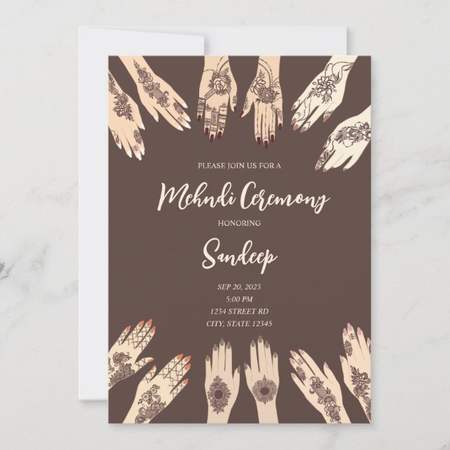Convite à Cerimônia de Mehndi (Frente)
