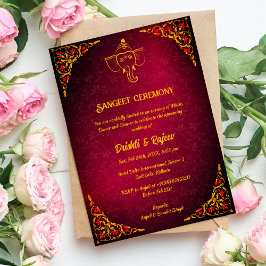 Convite à cerimônia de Sangeet de Pré-Casamento In