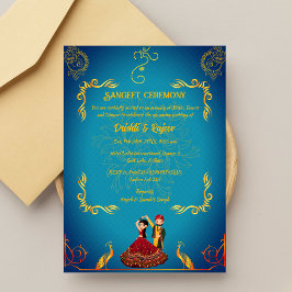 Convite à cerimônia de Sangeet de Pré-Casamento In
