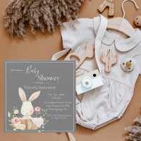 Convite à Chá de fraldas de Cinzas Bunny Rabbit