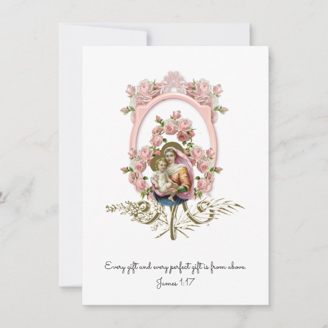 Convite à Chá de fraldas religiosa católica (Frente)