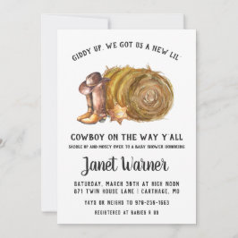 Convite à Chá de fraldas Rustic Western Rodeo Cowb