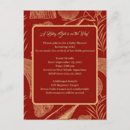 Convite à Chá de fraldas Vermelho de Baleia Náutic