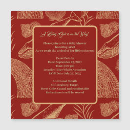 Convite à Chá de fraldas Vermelho de Baleia Náutic