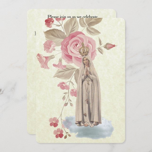 Convite à Comunhão de Vintagem Católica Tradiciona (Frente/Verso)