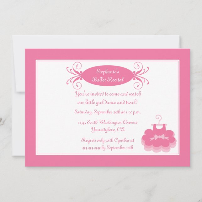 Convite à dança de bailarina de uma garota bonita (Frente)