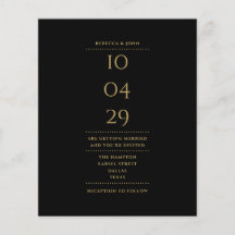 Convite À Data De Casamento Dourada E Preta Do Orç