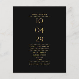 Convite À Data De Casamento Dourada E Preta Do Orç