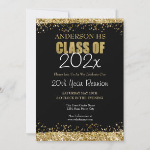 Convite à Escola de 20 Negro e Dourado