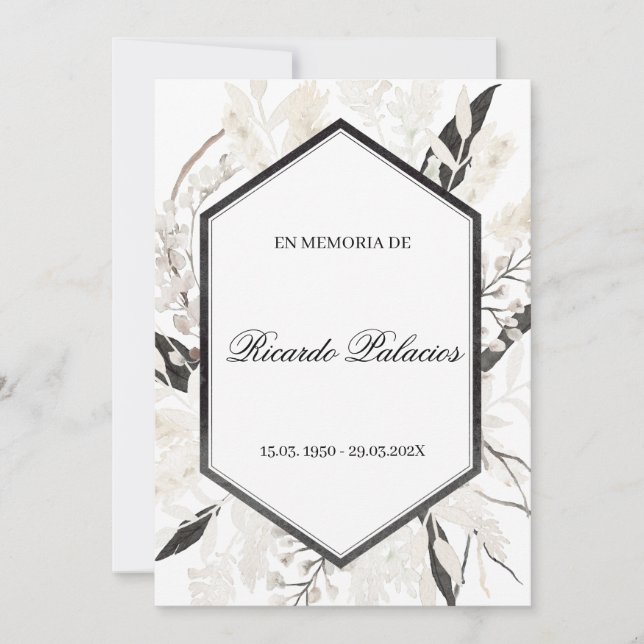 convite a espanhol obituário preto (Frente)