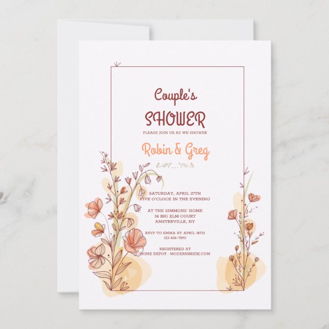 Convite à estrutura do Chá do casal (Frente)